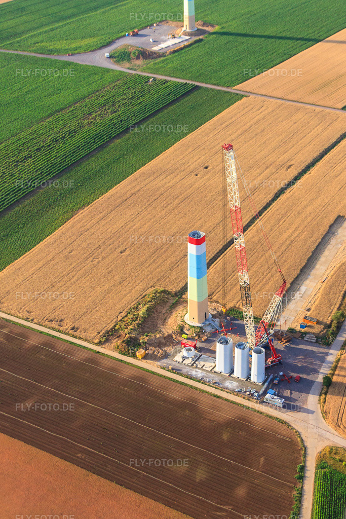 Luftbild: Windparkbaustellen in Offenbach an der Queich im Bundesland Rheinland-Pfalz in Deutschland. Foto: IMG_69702.jpg vom 04.07.2014 durch Werner Riehm/FLY-FOTO.de