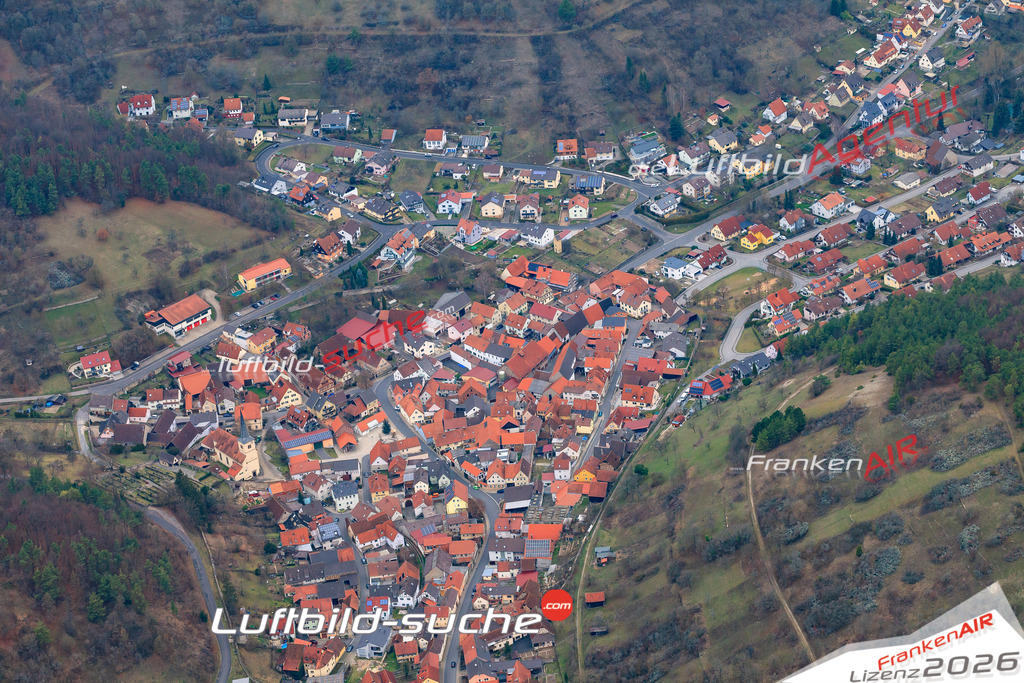Das Luftbild der Stadt Sulzthal wurde 2018 vom Flugzeug heraus erstellt (keine Drohne) Aufnahmehöhe ca.400 Meter- hohe Auflösung für beste Druck-Qualität