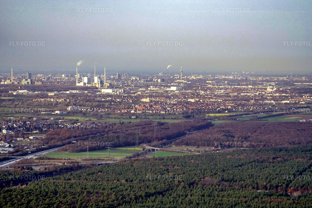 Luftbild: Ortsansicht von Süden im Ortsteil Rheinau in Mannheim im Bundesland Baden-Württemberg in Deutschland. Foto: IMG_4898.jpg vom 26.11.2006 durch Werner Riehm/FLY-FOTO.de
