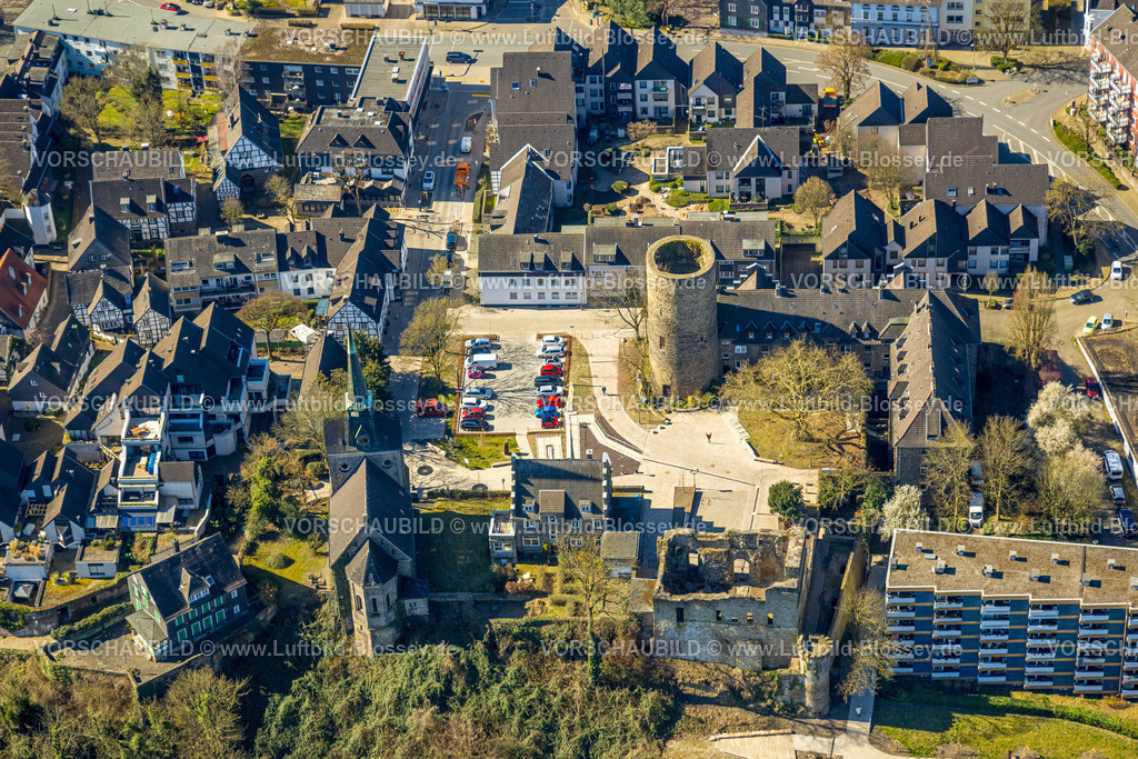 Wetter250303488 | Luftbild, Altstadt Wetter mit Burg Wetter (Rundturm), evang. Kirchengemeinde Wetter-Freiheit KIrche, Wetter, Ruhrgebiet, Nordrhein-Westfalen, Deutschland