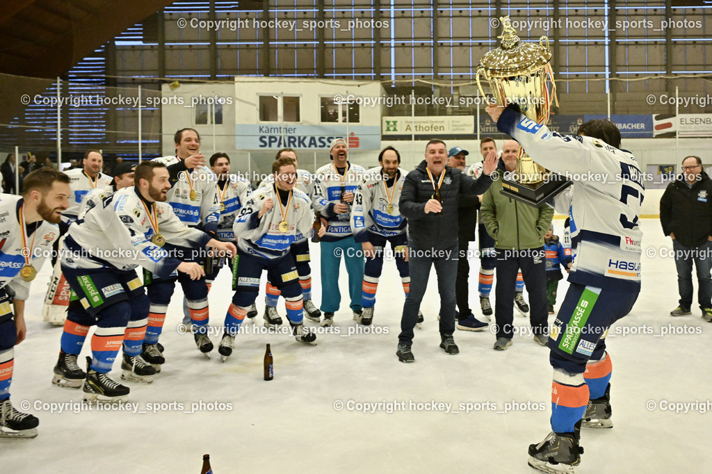 ESC Sparkasse Steindorf Meister 2025/26 | ESC Steindorf Mannschaft, #57 Wilfan Franz ESC Steindorf, ESC Sparkasse Steindorf Meister 2025/26, ESC Sparkasse Steindorf Meister 2025/26 am 08.03.2026 in Althofen (Stadthalle Althofen), Austria, (Photo by Bernd Stefan)