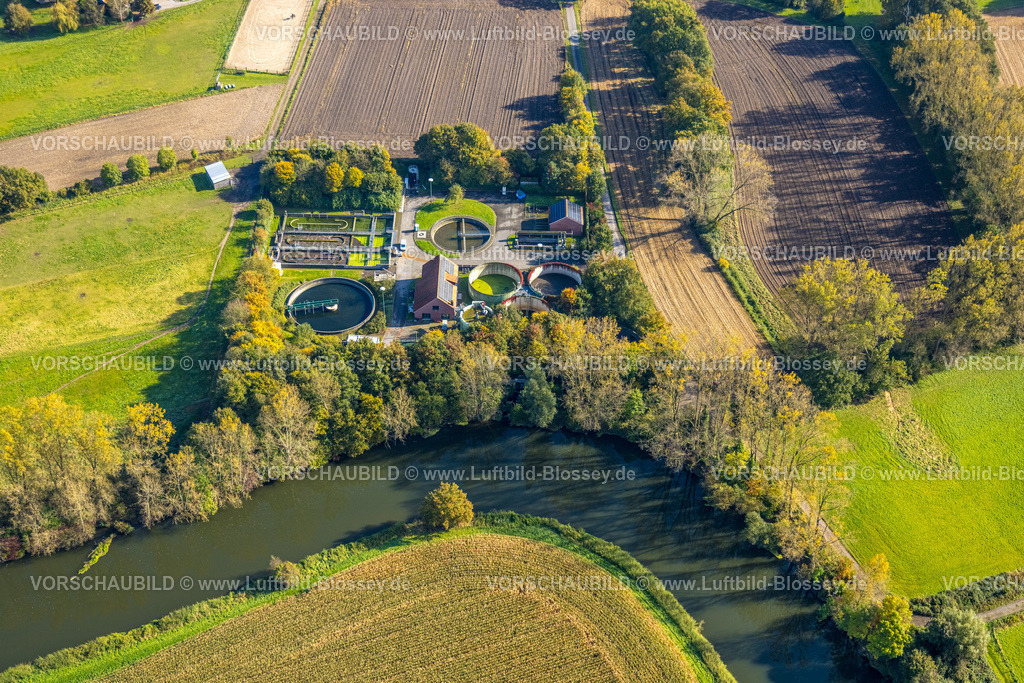 Selm241011875Bork | Luftbild, Lippeverband Kläranlage Selm-Bork am Fluss Lippe, Bork, Selm, Münsterland, Nordrhein-Westfalen, Deutschland