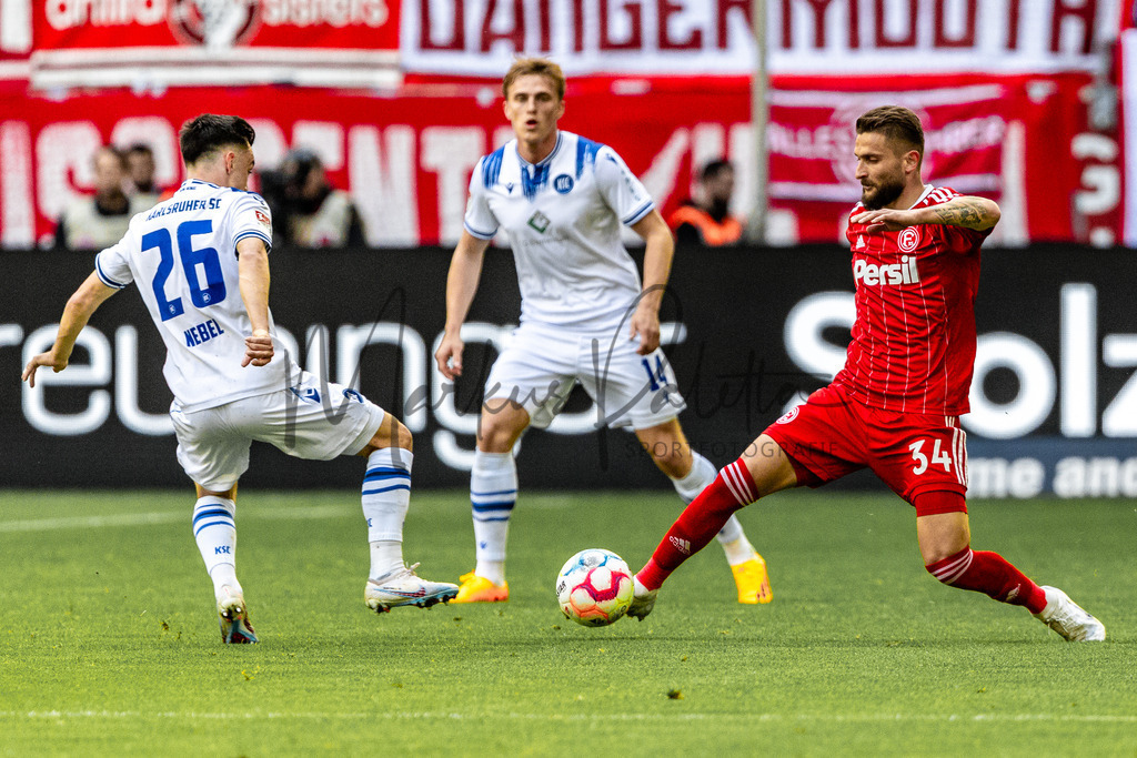 Fortuna Düsseldorf vs. Karlsruher SC | Düsseldorf, 30.04.2023: 2. Bundesliga, 30. Spieltag, Fortuna Düsseldorf gegen Karlsruher SC in der Merkur Arena in Düsseldorf. Foto: sportfotografie.ms | Markus Paletta - Realisiert mit Pictrs.com