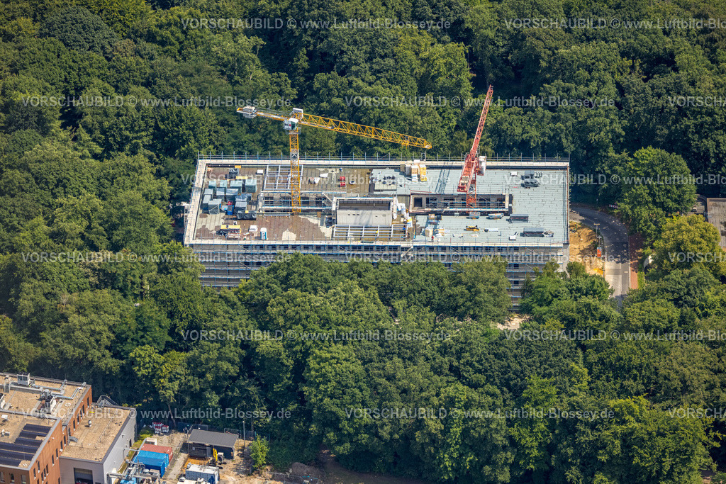 Duisburg250703862Mitte | Luftbild, Universität Duisburg-Essen (UDE) Baustelle mit Ersatz-Neubau des Hochschulgebäudes LE, Fassaden Baugerüst, Carl-Benz-Straße, Neudorf-Nord, Duisburg, Ruhrgebiet, Nordrhein-Westfalen, Deutschland