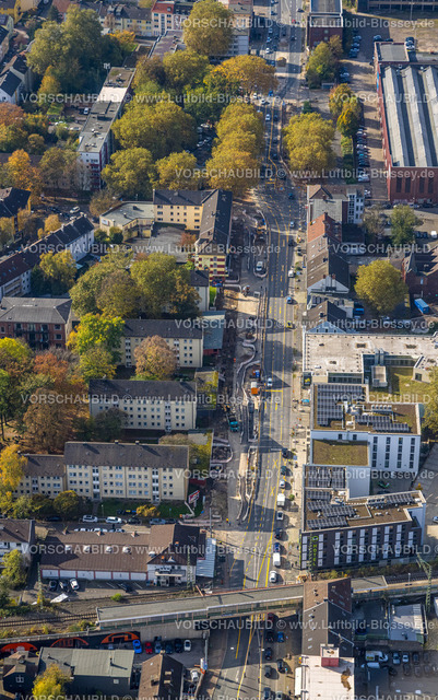 Bochum241016425 | Luftbild, Straßenbaustelle Alleestraße bis Gußstahlstraße, Gleisdreieck, Bochum, Ruhrgebiet, Nordrhein-Westfalen, Deutschland