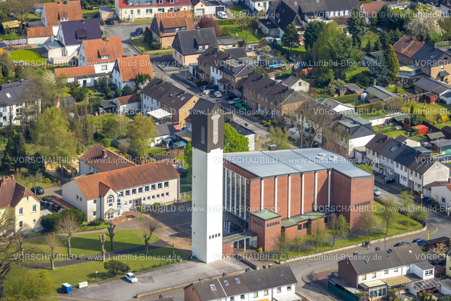 Boenen230404726 | Luftbild, Kirche St. Bonifatius, Altenbögge, Bönen, Ruhrgebiet, Nordrhein-Westfalen, Deutschland