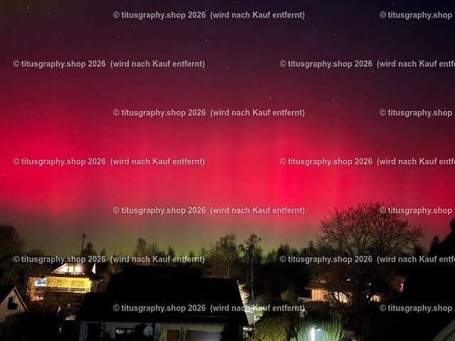 Polarlicht (Aurora borealis, Nordlicht ) Hessisch Lichtenau FÖHREN, Foto 02 | Die titusgraphy.shop-Aufnahme vom 19.01.2026 um 22 Uhr, Hessisch Lichtenau, Ortsteil Föhren, zeigt ein sehr seltenes Polarlicht. - Realisiert mit Pictrs.com