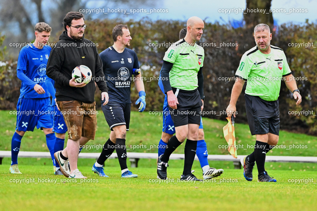 SV Rothenthurn vs. Union Matrei | Ballspende, Zechgemeinschaft Olsach Rothenthurn, Jan Lap Referee, Dietmar Wilfried Jaritz Referee, SV Rothenthurn vs. Union Matrei, SV Rothenthurn vs. Union Matrei am 09.11.2024 in Rothenthurn (Sportplatz Rothenthurn), Austria, (Photo by Bernd Stefan)