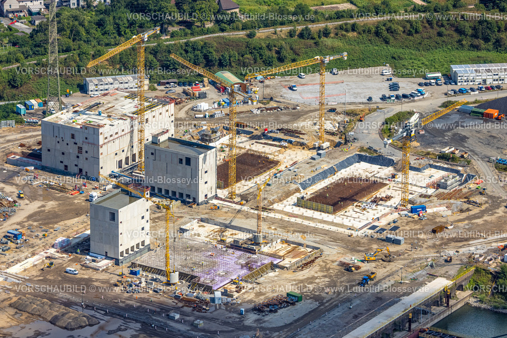 Duisburg250705680Nord | Luftbild, Baustelle mit Neubau Elektroschalthäuser für Direktreduktionsanlage neben dem Südhafen Walsum, Fahrn, Duisburg, Ruhrgebiet, Nordrhein-Westfalen, Deutschland