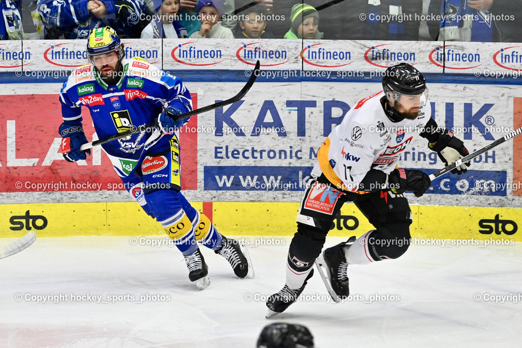 EC IDM Wärmepumpen VSV vs. Pioneers Vorarlberg | #74 Joel Teasdale EVC VSV, #77 Ivan Korecky Pioneers Vorarlberg, EC IDM Wärmepumpen VSV vs. Pioneers Vorarlberg, EC IDM Wärmepumpen VSV vs. Pioneers Vorarlberg am 22.02.2026 in Villach (Stadthalle Villach), Austria, (Photo by Bernd Stefan)