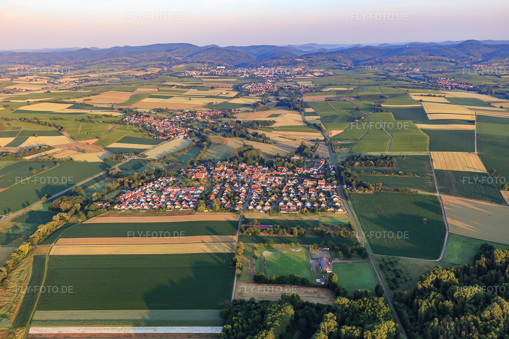 Luftbild: Dorfansicht aus Osten in Barbelroth im Bundesland Rheinland-Pfalz in Deutschland. Foto: IMG_148391.jpg vom 18.06.2025 durch Werner Riehm/FLY-FOTO.de