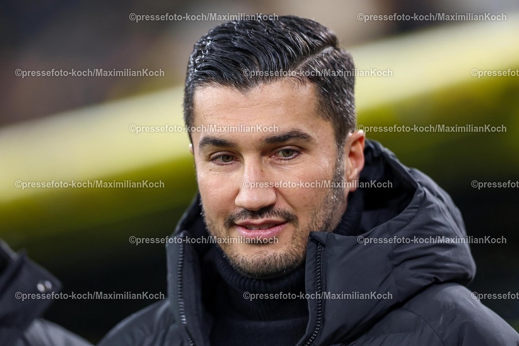 BVB10012502178 | 10.01.2025, Fußball, Borussia Dortmund - Bayer 04 Leverkusen, 1. Fußball Bundesliga, 16. Spieltag, Signal Iduna Park, Saison 2024 2025: Trainer Nuri Sahin (Cheftrainer BVB)DFB regulations prohibit any use of photographs as image sequences and or quasi-video.