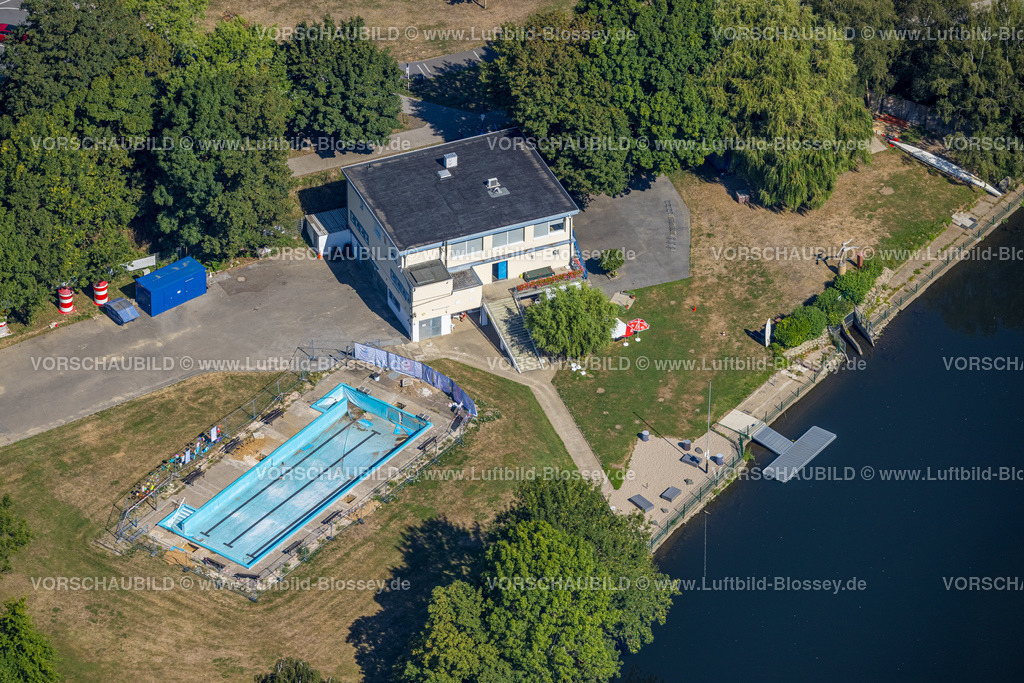 Essen220807008 | Luftbild, Freibad, am Fluss Ruhr, Essen-Steele, Essen, Ruhrgebiet, Nordrhein-Westfalen, Deutschland