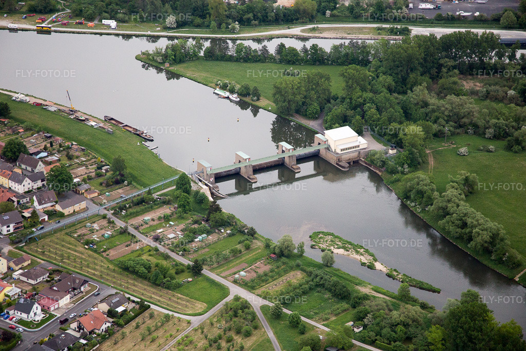 Luftbild: Kraftwerk Volkach im Main in Volkach im Bundesland Bayern in Deutschland. Foto: IMG_078884.jpg vom 14.05.2015 durch Werner Riehm/FLY-FOTO.de