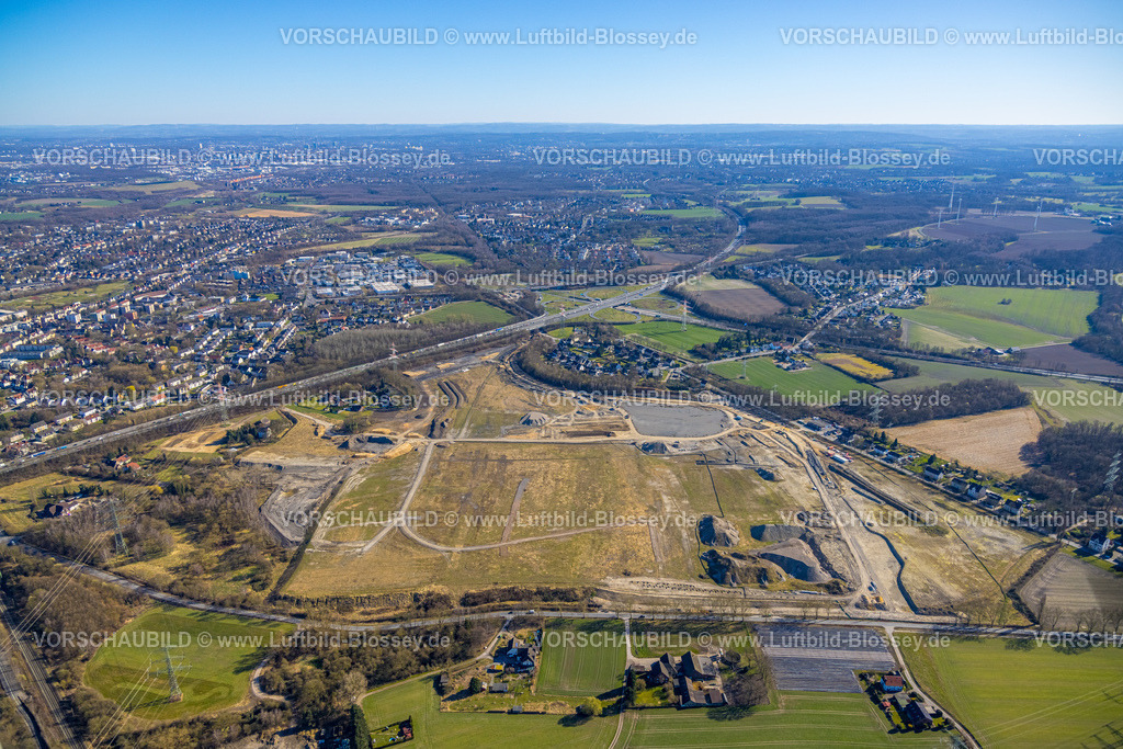 Dortmund250302080 | Luftbild, Baustelle auf dem Gelände des ehemaligen Steinkohlekraftwerks Gustav Knepper für einen neuen Gewerbepark Nierhausstraße und Oestricher  Straße, am Autobahnkreuz Castrop-Rauxel-Ost, Oestrich, Dortmund, Ruhrgebiet, Nordrhein-Westfalen, Deutschland