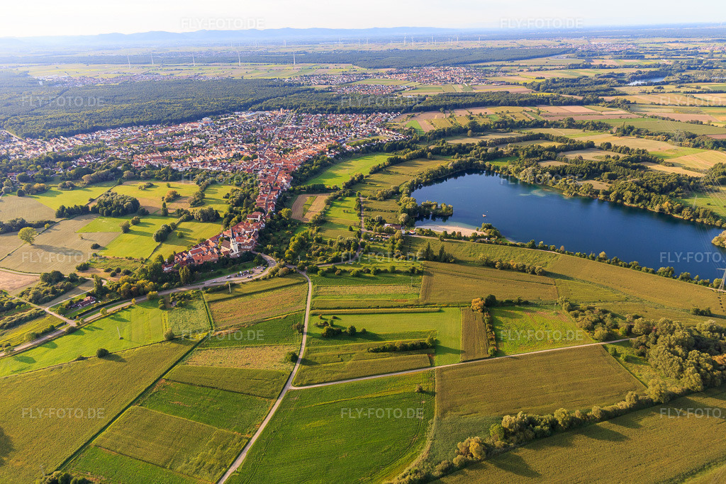 Luftbild: Luitpoldstraße / Hinterstädel und Naherholungsgebiet Johanneswiesen aus Süden in Jockgrim im Bundesland Rheinland-Pfalz in Deutschland. Foto: IMG_102436.jpg vom 24.08.2017 durch Werner Riehm/FLY-FOTO.de