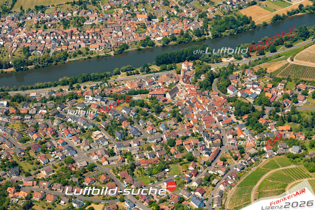 Das Luftbild zeigt : Homburg am Main Triefenstein - Die Luftaufnahme wurde 2023 vom UL-Flugzeug aus erstellt ( keine Drohne ) - Hochauflösende Luftaufnahme - Für grossformatige Ausdrucke geeignet. Die Geschenkidee !Mit Lizenz und Bildrechte bestellbar