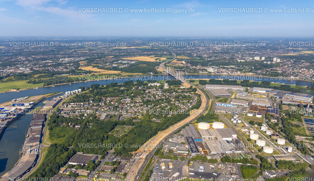 Duisburg230706184 | Luftbild, Rheinbrücke Neuenkamp Baustelle,  Autobahn A40, Kaßlerfeld, Duisburg, Ruhrgebiet, Nordrhein-Westfalen, Deutschland