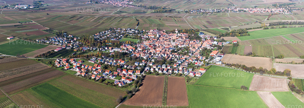 Luftbild: Panorama - Perspektive der der Pfalz im Ortsteil Mörzheim in Landau im Bundesland Rheinland-Pfalz in Deutschland. Foto: IMG_34563-Bearbeitet-2.jpg vom 26.10.2010 durch Werner Riehm/FLY-FOTO.deAuflösung des Originals: 8724 x 3119 px
