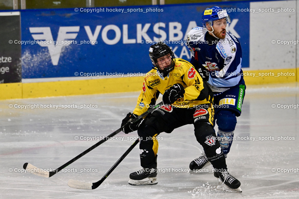 ESC Steindorf vs. MET PHOTOVOLTAIK HORNETS SPITTAL | #14 Stele Florian EC Hornets Spittal, ESC Steindorf vs. MET PHOTOVOLTAIK HORNETS SPITTAL, #61 Friedrich Daniel ESC Steindorf, ESC Steindorf vs. MET PHOTOVOLTAIK HORNETS SPITTAL am 26.10.2024 in Steindorf (Ossiachersee Halle), Austria, (Photo by Bernd Stefan)