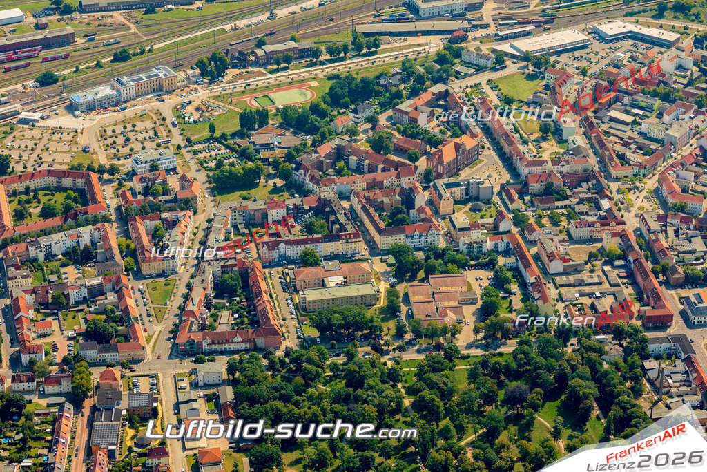 Luftbild der Stadt Wittenberge - Die Luftaufnahme wurde 2025 vom UL-Flugzeug heraus erstellt ( keine Drohne ) - Hochauflösende Luftaufnahme - für professionelle Ausdrucke geeignet. Die Geschenkidee !Hier alle&nbsp;Infos zur Lizenzierung der LuftaufnahmeWir fliegen auch dieses Jahr wieder in Ihre Region um Luftbilder zu erstellen.- Luftbild anfragen