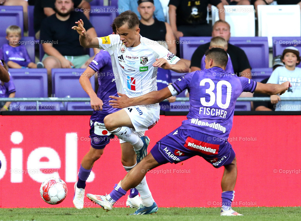 A_LUI_11082024_18 | SPORT,FUSSBALL,ADMIRAL BUNDESLIGA AUSTRIA WIEN-RC PELLETS WAC  11.08.2024 IM BILD:  MANFRED FISCHER (AUSTRIA WIEN) UND ERVIN OMIC (WAC) ) FOTO:FOTOLUI/MW