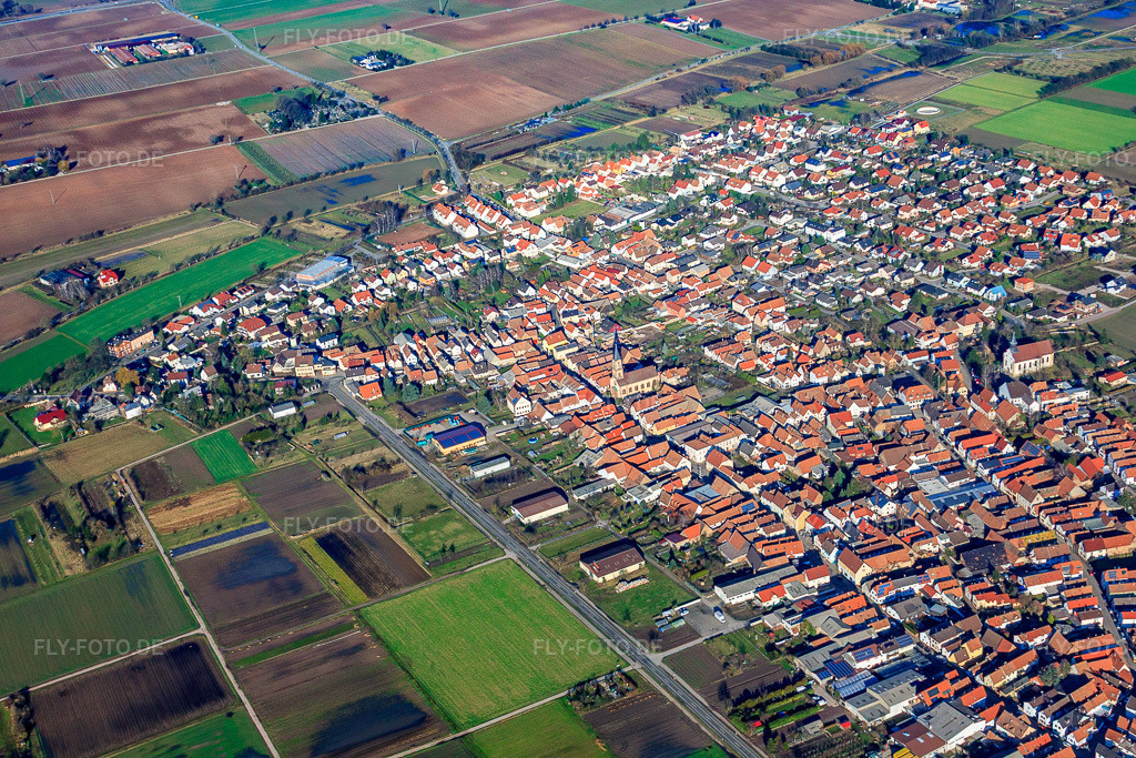 Luftbild: Ortsansicht von Südwesten in Zeiskam im Bundesland Rheinland-Pfalz in Deutschland. Foto: IMG_36995.jpg vom 16.01.2011 durch Werner Riehm/FLY-FOTO.de
