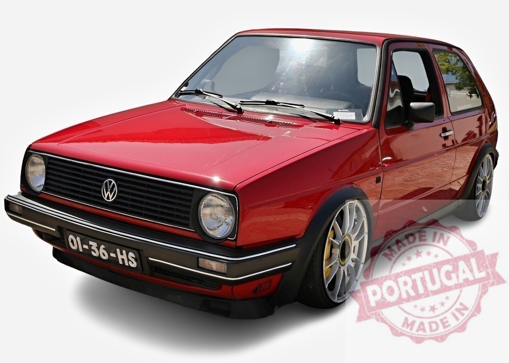 Red Volkswagen Golf GTI Mk2 parking on a white background | Customized red Volkswagen Golf GTI Mk2 parking on a white background - Realized with Pictrs.com