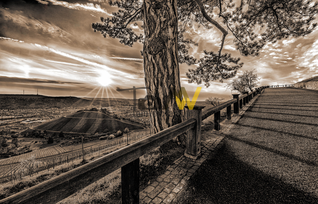Sonnenuntergang am Württemberg in Stuttgart | Eine HDR Aufnahme vom Rotenberg bei Stuttgart. Die Sonne steht tief , und wirft lange Schatten auf die Straße. - Realisiert mit Pictrs.com
