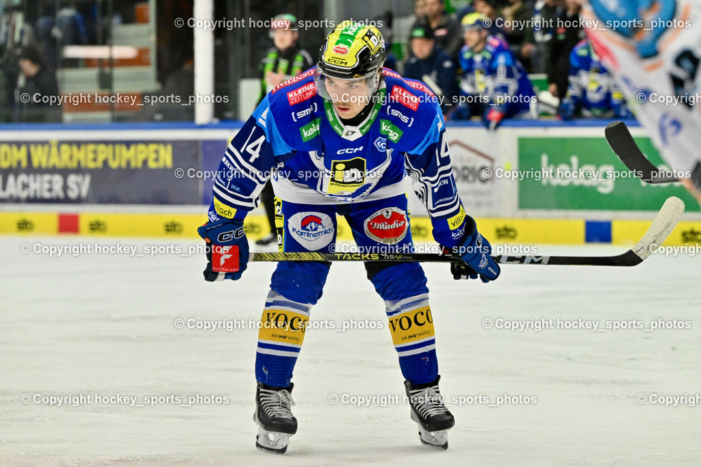 EC IDM Wärmepumpen VSV vs. STEINBACH BLACK WINGS LINZ  | #14 TSCHURNIG Johannes EC VSV, EC IDM Wärmepumpen VSV vs. STEINBACH BLACK WINGS LINZ , EC IDM Wärmepumpen VSV vs. STEINBACH BLACK WINGS LINZ  am 28.01.2025 in Villach (Stadthalle Villach), Austria, (Photo by Bernd Stefan)