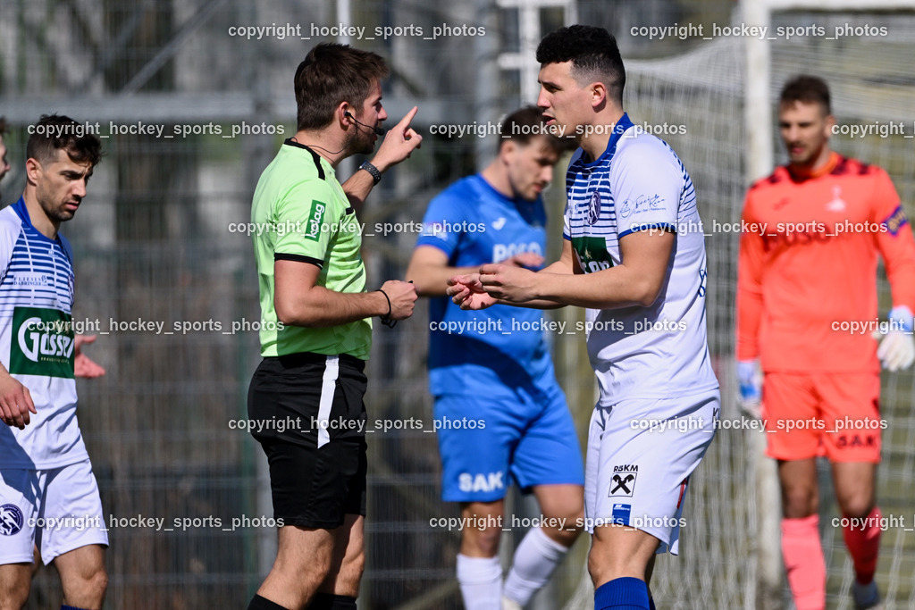 SAK vs. Dellach Gail | Jürgen Hartenberger Referee, #11 Saso Kovacevic Dellach Gail, SAK vs. Dellach Gail, SAK vs. Dellach Gail am 22.03.2025 in Klagenfurt (Sportpark Welzenegg), Austria, (Photo by Bernd Stefan)