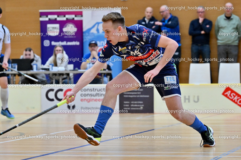 FBK Loka vs. VSV Unihockey | #29 Anze Brajic VSV Unihockey, FBK Loka vs. VSV Unihockey, FBK Loka vs. VSV Unihockey am 23.03.2025 in Villach (Ballspielhalle St. Martin), Austria, (Photo by Bernd Stefan)