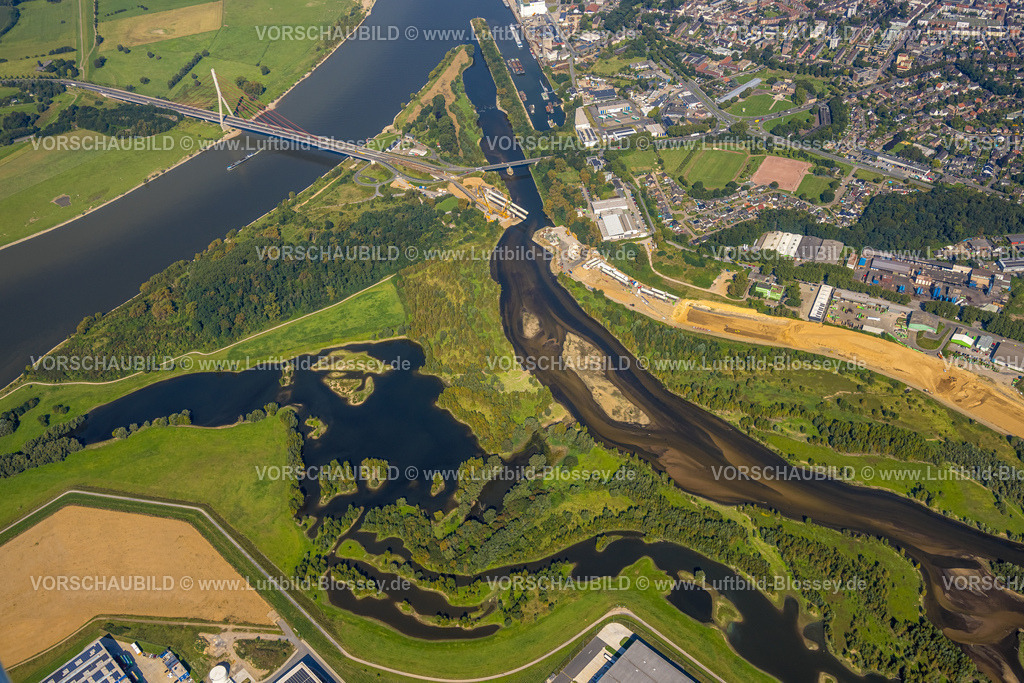 Wesel240805476Lippemuendung300dpi | Luftbild, Lipperenaturierung, Lippemündung in den Rhein, B58n Südumgehung, Lippeverlauf, Fluss Lippe, Lippeverband, , Wesel, Ruhrgebiet, Nordrhein-Westfalen, Deutschland