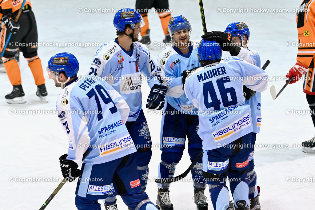 ESC Steindorf vs. USC Velden 4.1.2023 | #79 Petrik Benjamin, #46 Maurer Julian, #15 Gasser Daniel, #28 Bacher Stefan, #8 Martinz Christof, Jubel ESC Steindorf Mannschaft