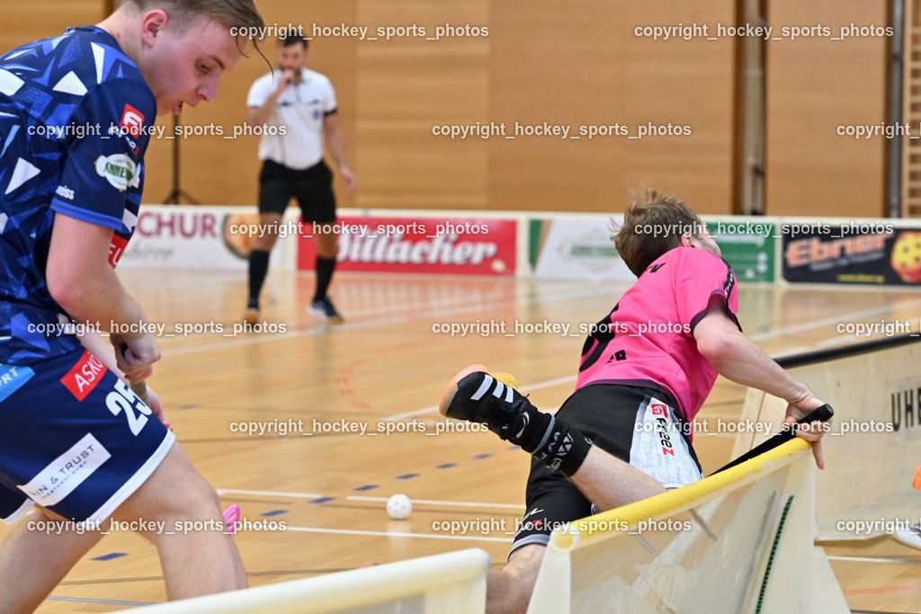 VSV Unihockey vs. Wiener Floorball Verein | #25 Jan Blazic VSV Unihockey, #9 ZEHETNER Laurin Wiener Floorballverein, VSV Unihockey vs. Wiener Floorball Verein, VSV Unihockey vs. Wiener Floorball Verein am 18.05.2025 in Villach (Ballspielhalle St. Martin), Austria, (Photo by Bernd Stefan)