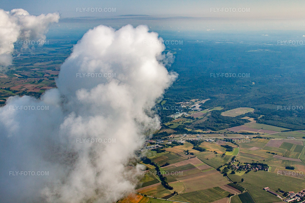 Aerial view: Under clouds in the district Altenstadt in Wissembourg in the state Bas-Rhin, France.Photo: IMG_21029.jpg taken on 09/06/2009 by Werner Riehm/FLY-FOTO.comResolution of the original: 4752 x 3168 px