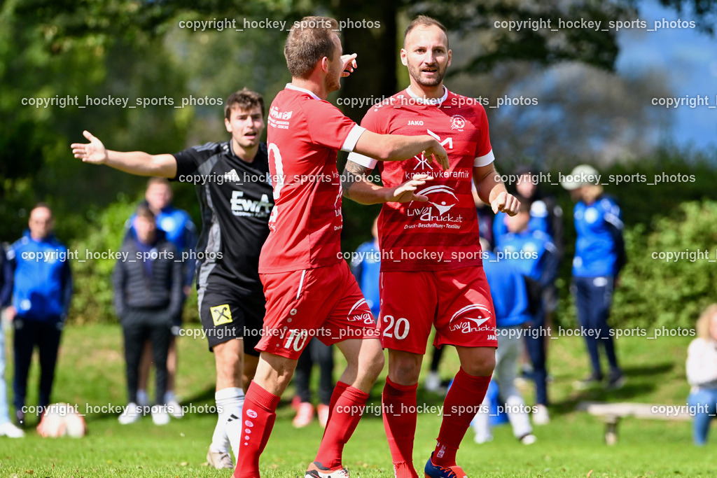 SV Rothentuhurn vs. URC Thal Assling | #10 Thomas Platzer SV Rothenthurn, #20 Andreas Allmayer SV Rothenthurn, Jubel SV Rothenthurn, SV Rothentuhurn vs. URC Thal Assling, SV Rothentuhurn vs. URC Thal Assling am 15.09.2024 in Rothenthurn (Sportplatz Rothenthurn), Austria, (Photo by Bernd Stefan)