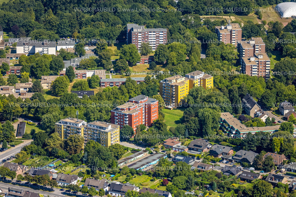 Gladbeck250800675 | Luftbild, Mehrfamilienhäuser Hochhaus-Wohnsiedlung Schwechater Staße, Rentfort, Gladbeck, Ruhrgebiet, Nordrhein-Westfalen, Deutschland