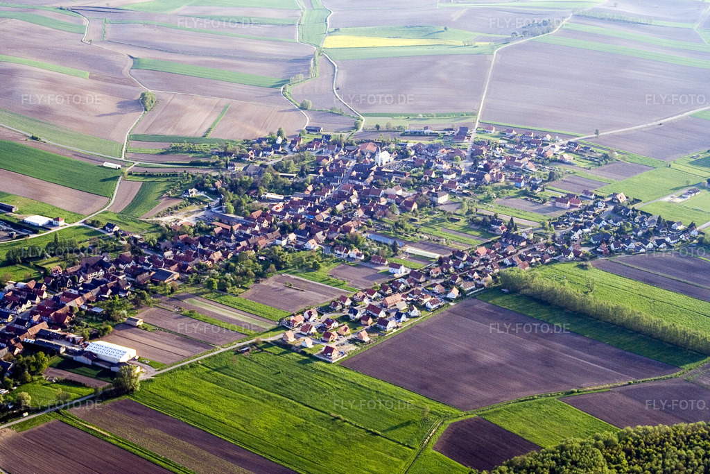 Luftbild: Ortsansicht in Scheibenhard im Bundesland Bas-Rhin in Frankreich. Foto: IMG_10598.jpg vom 04.05.2008 durch Werner Riehm/FLY-FOTO.de