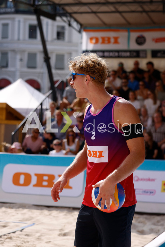 Obi BeachTour 2026 - Basel | BASEL, SWITZERLAND - JULY 19: MATHIS KÄLIN (SUI) during the Obi BeachTour 2026 match between DILLIER / FLÜCKIGER (SUI) and BREER / KÄLIN (SUI) at Barfüsserplatz on July 19, 2026 in Basel, Switzerland. - Realisiert mit Pictrs.com