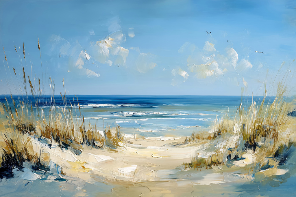 2511001 - Weg zum Meer | Nordseegemälde als hochwertiger Kunstdruck auf Leinwand, Alu-Dibond oder hinter Acrylglas.