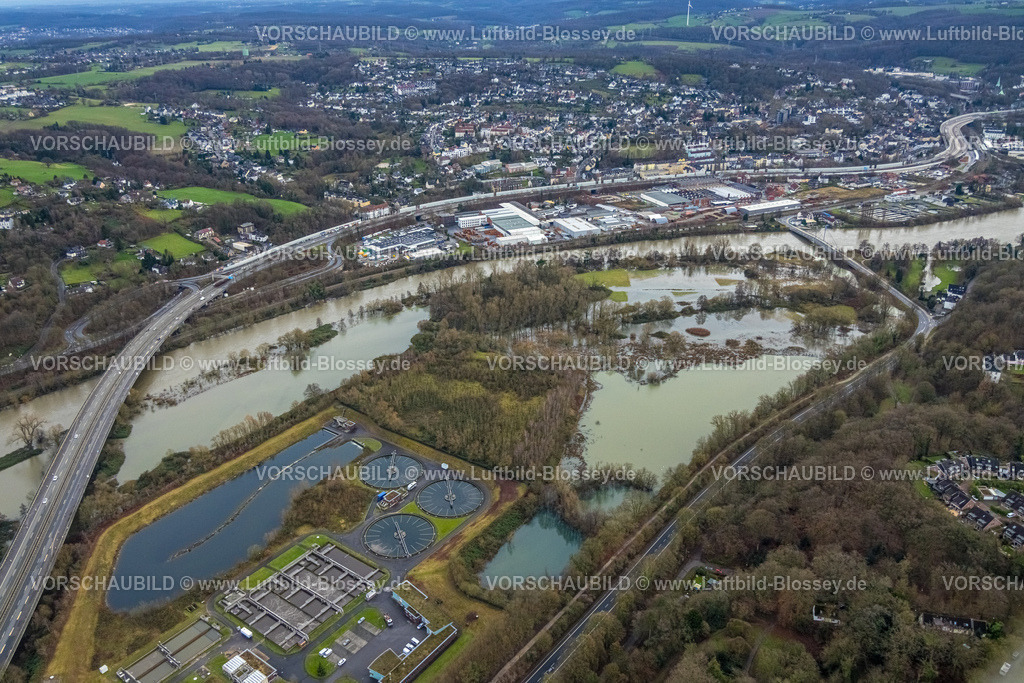 Essen231202714Ruhr | Luftbild, Ruhrhochwasser, Weihnachtshochwasser 2023, starke Regenfälle,  Heisingen, Essen, Ruhrgebiet, Nordrhein-Westfalen, Deutschland