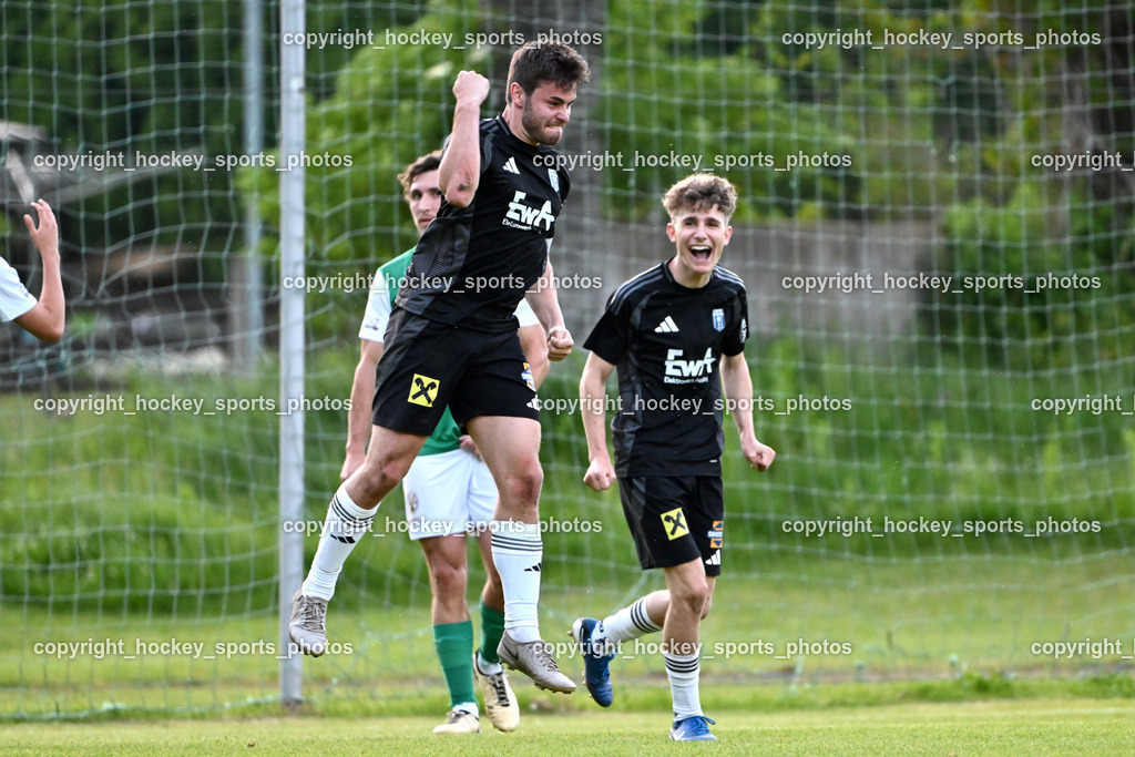 WSG Radenthein vs. URC Thal Assling | Jubel #5 Tobias Markus Trojer URC Thal Assling, #47 Luis Felder URC Thal Assling, WSG Radenthein vs. URC Thal Assling, WSG Radenthein vs. URC Thal Assling am 30.05.2025 in Radenthein (Sportplatz Radenthein), Austria, (Photo by Bernd Stefan)