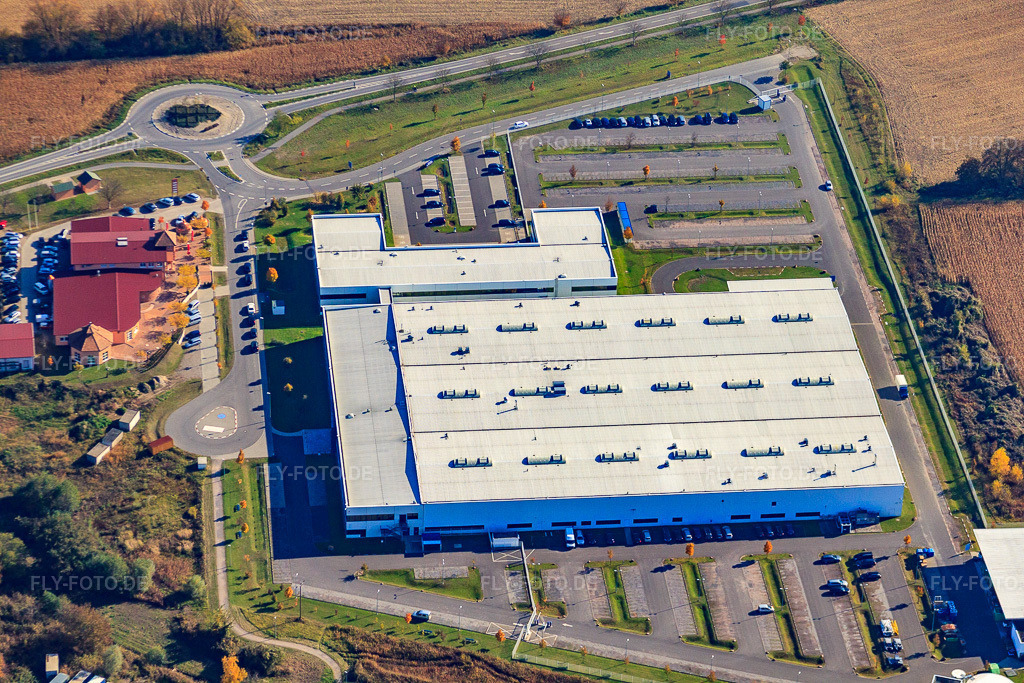 Luftbild: Faurecia Innenraum Systeme GmbH in Hagenbach im Bundesland Rheinland-Pfalz in Deutschland. Foto: IMG_35275.jpg vom 31.10.2010 durch Werner Riehm/FLY-FOTO.deFAURECIA DEUTSCHLAND