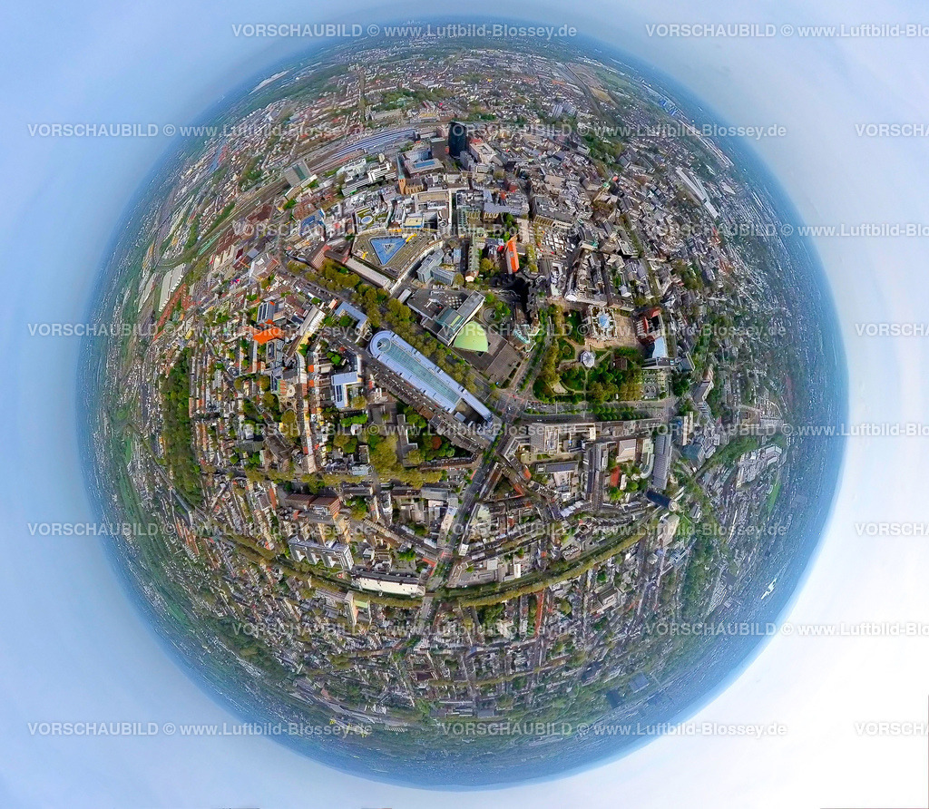 Dortmund240490008MitteTheater | Luftbild, Dortmund-Mitte und City Ansicht, langgezogenes Gebäude der Postbank, Theater und Schauspielhaus, Innenstadt mit Thier Galerie Einkaufszentrum mit Parkdeck am Westenhellweg, Rathaus und Friedensplatz, oben der Hauptbahnhof Dortmund Hbf, Erdkugel, Fisheye Aufnahme, Fischaugen Aufnahme, 360 Grad Aufnahme, tiny world, little planet, fisheye Bild, City, Dortmund, Ruhrgebiet, Nordrhein-Westfalen, Deutschland