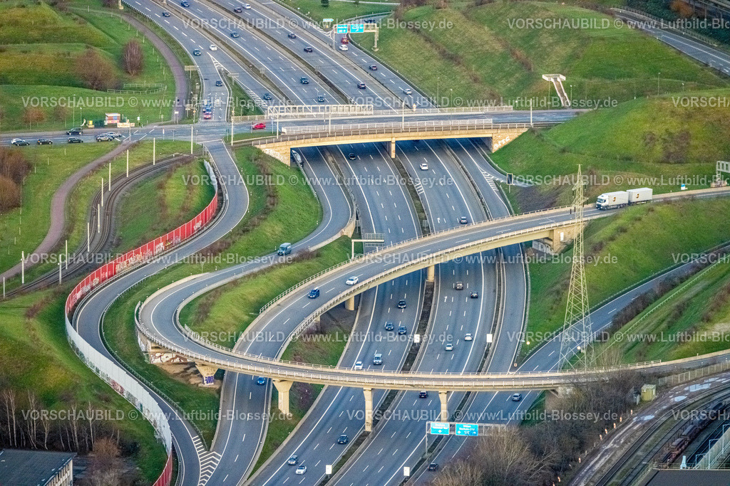Bochum230101979Wattenscheid | Luftbild, Neues Autobahndreieck Bochum-West, A40 und A448, Kruppwerke, Bochum, Ruhrgebiet, Nordrhein-Westfalen, Deutschland