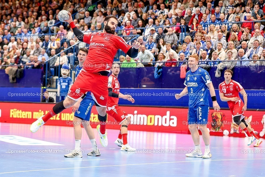 xSSCx04042601002 | 04.04.2026, xsscx, Handball, HBL, TBV Lemgo-Lippe - MT Melsungen, Saison 2025 / 2026 Herren, PHOENIX CONTACT arena: Ruben Marchan (MT Melsungen #3) beim Wurf Photo: xSandraxScherningxPressefotoKochx