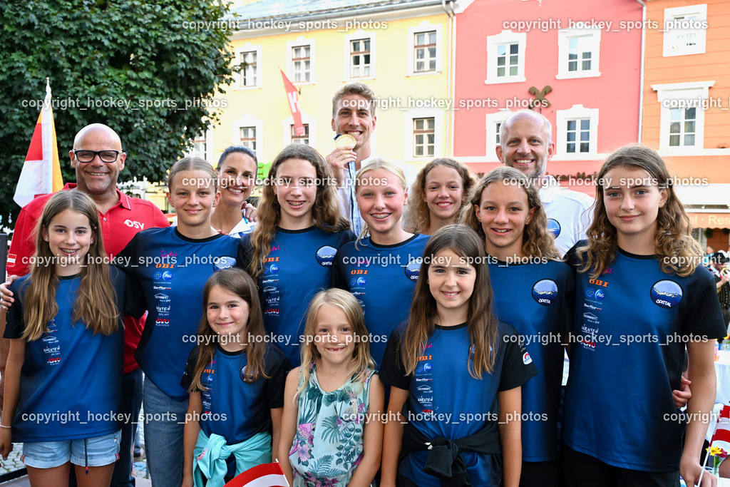 Empfang Heiko Gigler in Gmünd | EM Goldmedailie, Schwimmverein Spittal, Empfang Heiko Gigler in Gmünd, Empfang Heiko Gigler in Gmünd am 14.08.2024 in Gmünd (Hauptplatz Gmünd), Austria, (Photo by Bernd Stefan)
