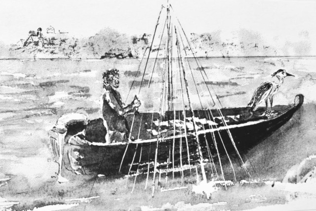 L1110972 | Leo, berusfischer und der fischreiher im Fischerboot / Leo, the fisherman and the heron on Lake Sarnen - Realisiert mit Pictrs.com