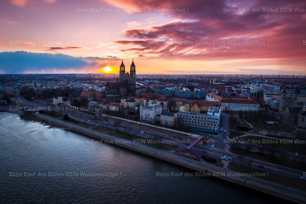 Sonnenuntergang Dom Magdeburg Februar-8415 | Magdeburg Luftbild Sonnenuntergang Schleinufer - Realisiert mit Pictrs.com